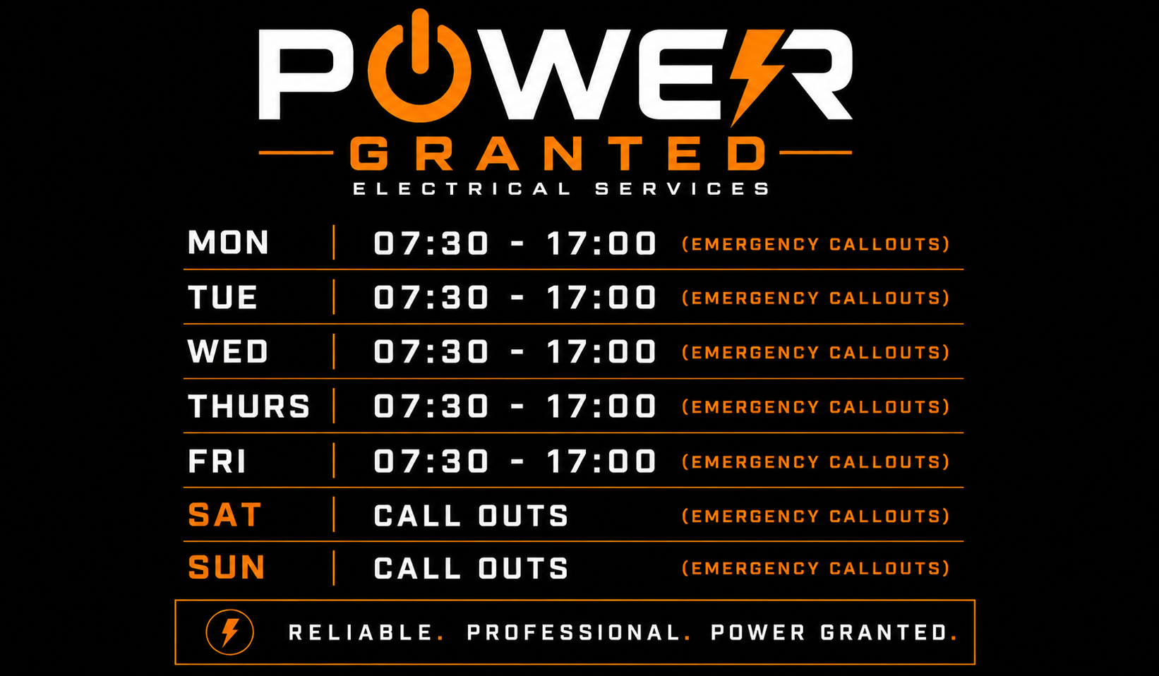 Power Granted Opening Times